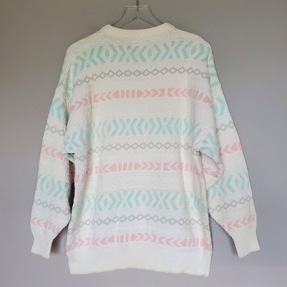 Vintage Fairy Kei Kawaii Pastel Rainbow 80s Made in Italy Sweater Womens Size L - Picture 6 of 7